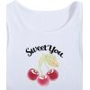 imageWomens Sleeveless Ribbed Knit Tank Top Graphic Print Crew Neck Tee Shirt Casual Slim Fit Crop TopsWhite With Pink