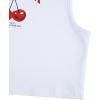 imageWomens Sleeveless Ribbed Knit Tank Top Graphic Print Crew Neck Tee Shirt Casual Slim Fit Crop TopsWhite With Red
