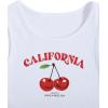 imageWomens Sleeveless Ribbed Knit Tank Top Graphic Print Crew Neck Tee Shirt Casual Slim Fit Crop TopsWhite With Red