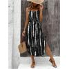 imageWomens Spaghetti Strap Tie Dye Cami Dress Scoop Neck Split Thigh Midi Dresses Knot Front Sun DressesBlack
