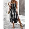 imageWomens Spaghetti Strap Tie Dye Cami Dress Scoop Neck Split Thigh Midi Dresses Knot Front Sun DressesBlack