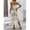 imageWomens Spaghetti Strap Tie Dye Cami Dress Scoop Neck Split Thigh Midi Dresses Knot Front Sun DressesBlue