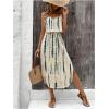 imageWomens Spaghetti Strap Tie Dye Cami Dress Scoop Neck Split Thigh Midi Dresses Knot Front Sun DressesBlue
