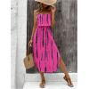 imageWomens Spaghetti Strap Tie Dye Cami Dress Scoop Neck Split Thigh Midi Dresses Knot Front Sun DressesHot Pink