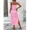 imageWomens Spaghetti Strap Tie Dye Cami Dress Scoop Neck Split Thigh Midi Dresses Knot Front Sun DressesPink
