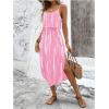 imageWomens Spaghetti Strap Tie Dye Cami Dress Scoop Neck Split Thigh Midi Dresses Knot Front Sun DressesPink