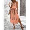 imageWomens Spaghetti Strap Tie Dye Cami Dress Scoop Neck Split Thigh Midi Dresses Knot Front Sun DressesPink and Black