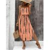 imageWomens Spaghetti Strap Tie Dye Cami Dress Scoop Neck Split Thigh Midi Dresses Knot Front Sun DressesPink and Black