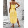 imageWomens Spaghetti Strap Tie Dye Cami Dress Scoop Neck Split Thigh Midi Dresses Knot Front Sun DressesPure Yellow