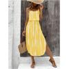 imageWomens Spaghetti Strap Tie Dye Cami Dress Scoop Neck Split Thigh Midi Dresses Knot Front Sun DressesPure Yellow