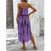 imageWomens Spaghetti Strap Tie Dye Cami Dress Scoop Neck Split Thigh Midi Dresses Knot Front Sun DressesPurple