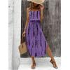 imageWomens Spaghetti Strap Tie Dye Cami Dress Scoop Neck Split Thigh Midi Dresses Knot Front Sun DressesPurple