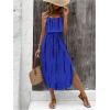 imageWomens Spaghetti Strap Tie Dye Cami Dress Scoop Neck Split Thigh Midi Dresses Knot Front Sun DressesRoyal Blue