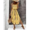 imageWomens Spaghetti Strap Tie Dye Cami Dress Scoop Neck Split Thigh Midi Dresses Knot Front Sun DressesYellow