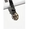 imageWomens Vintage Floral Embossed Leather Belt Cowgirl Western Buckle Waist BeltsPure Black