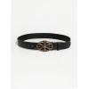imageWomens Vintage Floral Embossed Leather Belt Cowgirl Western Buckle Waist BeltsPure Black