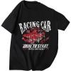 imageBoys Short Sleeve Tropical Graphic Tee Tops Casual Crew Neck T Shirt Loose Summer TopsBlack Red Car