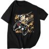 imageBoys Short Sleeve Tropical Graphic Tee Tops Casual Crew Neck T Shirt Loose Summer TopsBlack and Orange