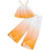 imageGirls 2 Piece Boho Outfits Pleated Spaghetti Strap Camisoles and Elastic Waist Wide Leg PantsYellow