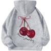 imageGirls Bow Cheetah Leopard Hoodies Long Sleeve Pullover Tops Preppy Cute Sweatshirts HoodiesGrey