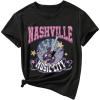imageGirls Graphic Tees Short Sleeve Crewneck T Shirts Casual Summer Tops Cute Preppy ClothesBlack Patterned