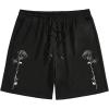 imageMens Floral Graphic Shorts Drawstring Waist Wide Leg Loose Summer Casual Track Shorts VintageBlack Patterned