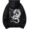 imageMens Hoodies Graphic Print Long Sleeve Drawstring Pullover Sweatshirt with Pocket TrendyBlack and White Letter