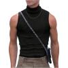 imageMens Mock Turtleneck Tank Tops Ribbed Knit Slim Fit Sleeveless Shirts Casual Basic Tee ShirtsBlack