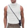 imageMens Mock Turtleneck Tank Tops Ribbed Knit Slim Fit Sleeveless Shirts Casual Basic Tee ShirtsWhite