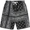 imageMens Paisley Drawstring Summer Gym Workout ShortsBlack and White