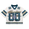 imageMens Y2K Mesh Jersey Shirts V Neck Half Sleeve Number Graphic Tees Color Block Sport T ShirtDeep Blue White