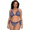 imageWomen Plus Size Thong Bikini Sets String Two Piece Halter Swimsuits with Tie Side BottomBlue