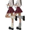 imageWomens 2 Pairs Ribbed Knit Leg Warmers Kawaii Preppy Boot Socks Y2K 80s Party Long Pile SocksWhite Grey
