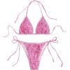imageWomens 2 Piece Floral Bikini Sets Smocked Halter Triangle Bikini Drawstring Tie Side Sexy Cute SwimsuitsPure Pink
