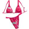imageWomens 2 Piece Floral Tropical Print Bikini Set Boho Triangle Bathing Suit Tie Backless Swimsuit SetsBright Pink