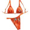 imageWomens 2 Piece Floral Tropical Print Bikini Set Boho Triangle Bathing Suit Tie Backless Swimsuit SetsOrange