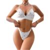 imageWomens 2 Piece Lingerie Sets Scallop Trim Lightly Lined Underwire Bra and Low Rise Briefs UnderwearHeart White