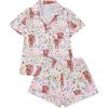 imageWomens Bow Pajamas Sets Short Sleeve Button Down Pajamas Y2k Preppy Cute PJ Set SleepwearBear White