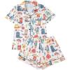 imageWomens Bow Pajamas Sets Short Sleeve Button Down Pajamas Y2k Preppy Cute PJ Set SleepwearWhite