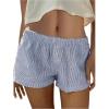 imageWomens Boxer Shorts Striped Straight Leg Low Rise Baggy Shorts Lounge Pajama Bottoms ShortsBlue and White