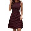 imageWomens Casual Summer Dresses 2025 Striped High Waisted Crewneck Sleeveless A Line Mini Tank DressRed