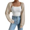 imageWomens Cropped Cardigan Sweaters Long Sleeve Open Front Bolero Shrugs Casual Knit TopsBeige