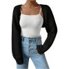 imageWomens Cropped Cardigan Sweaters Long Sleeve Open Front Bolero Shrugs Casual Knit TopsBlack
