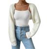 imageWomens Cropped Cardigan Sweaters Long Sleeve Open Front Bolero Shrugs Casual Knit TopsWhite