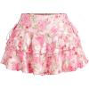 imageWomens Drawstring Bow Side Mini Skirts Tiered Layer Ruffle Elastic Waist Y2K Coquette Short SkirtsPink