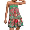 imageWomens Floral Boho Flowy Mini Cami Dress Ruffle Hem Spaghetti Strap Vacation Tank DressesGreen