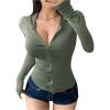 imageWomens Hooded Zip Up Workout Jacket Athletic Yoga Tops Slim Fit Long Sleeve Lightweight T ShirtsArmy Green