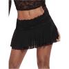 imageWomens Lace Mesh Y2K Going Out Skirts Layered Ruched Ruffle Low Waist Mini Skirt Coquette Streetwear Skirt SkortBlack