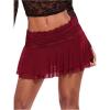 imageWomens Lace Mesh Y2K Going Out Skirts Layered Ruched Ruffle Low Waist Mini Skirt Coquette Streetwear Skirt SkortBurgundy