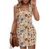 imageWomens Leopard Print Sleeveless Tank Dress Drawstring Waist Scoop Neck Dresses Summer Short DressFloral Khaki